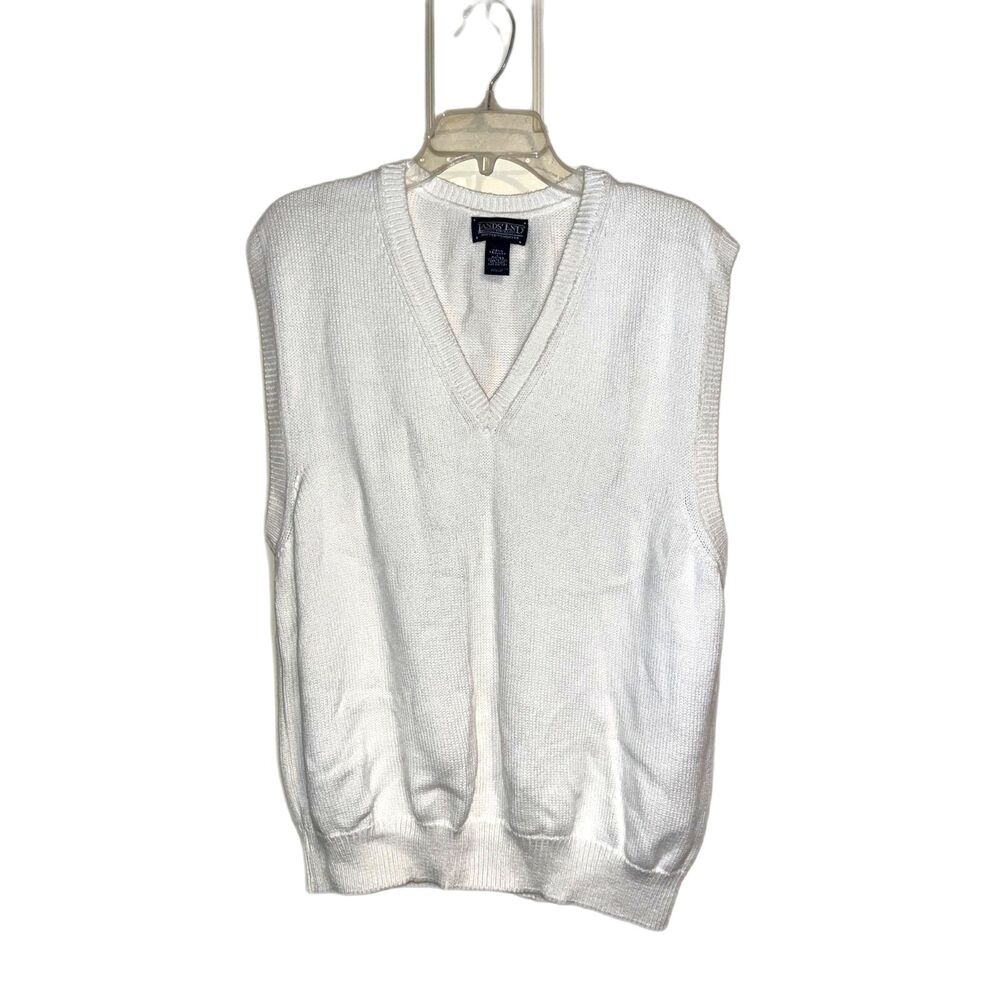Lands' End White Knit Oversized Vest